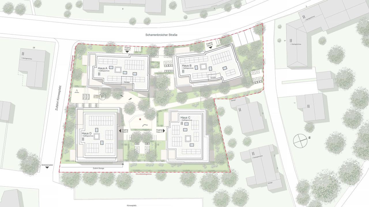 Lageplan der Wohnbebauung in Rösrath, Architekt Bonn NRW